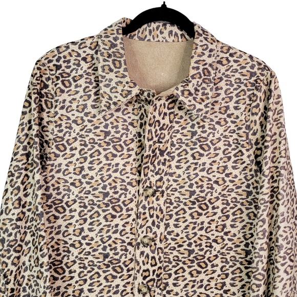 Atelier by B. Thomas Reversable Leather Animal Cheetah Print Fashion Jacket S - Picture 3 of 12